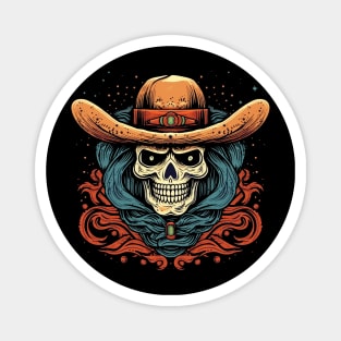 Retro Cowboy Western Style Skull Magnet